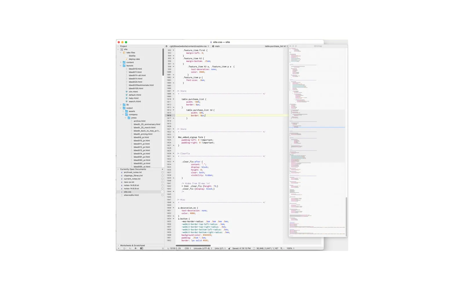 BBEdit screenshot 2