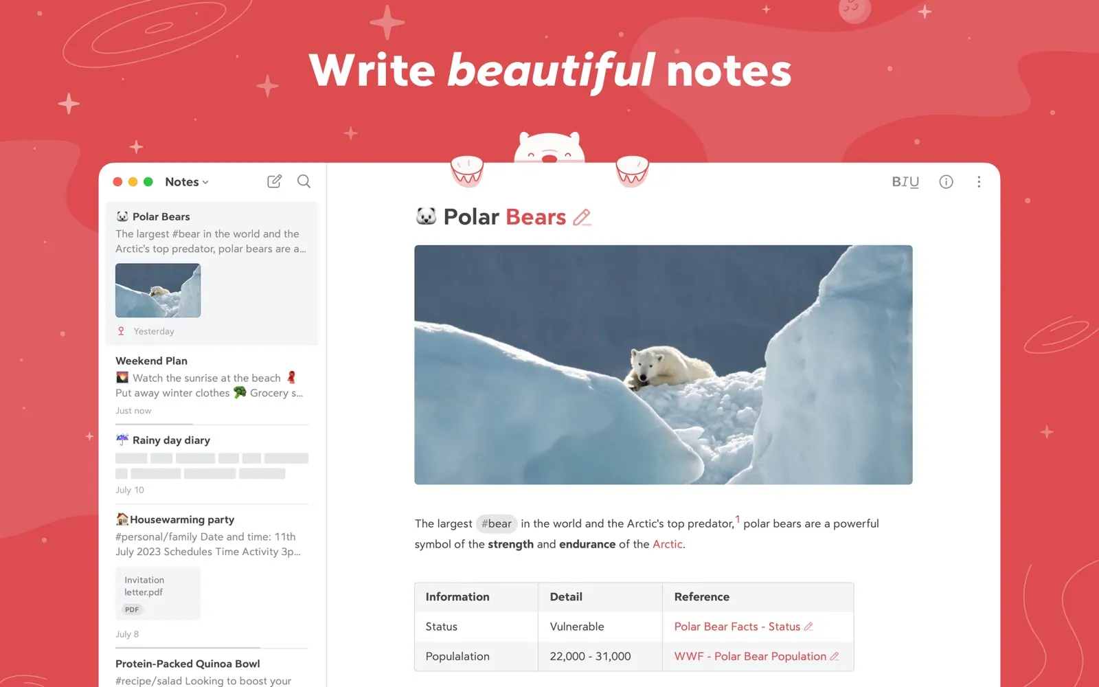 Bear's Markdown editor on a Mac