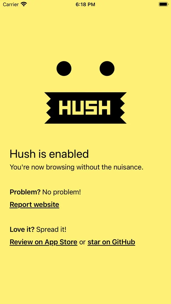 Screenshot of Hush