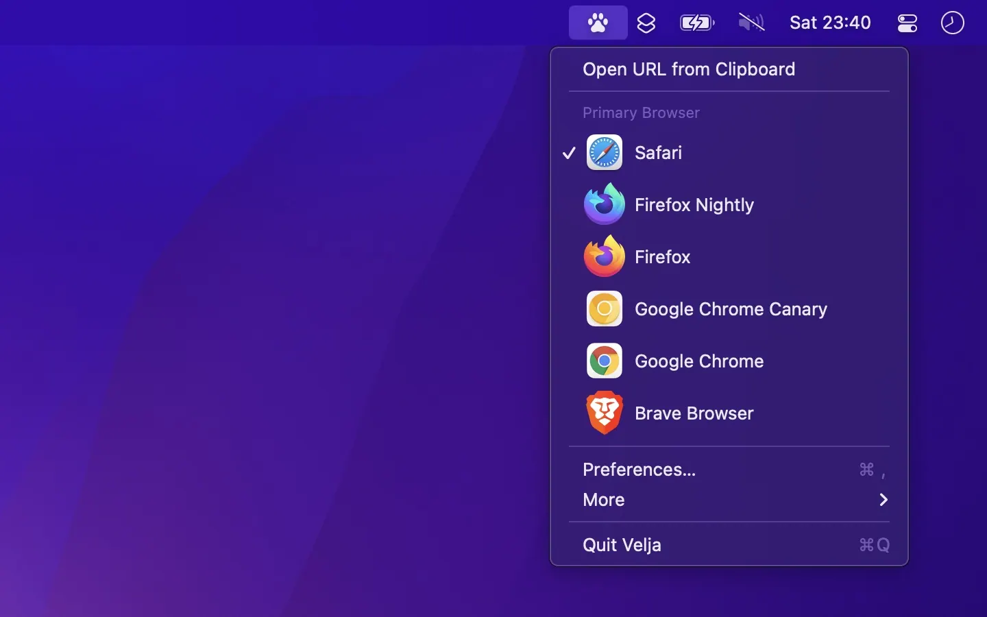 Screenshot of Velja